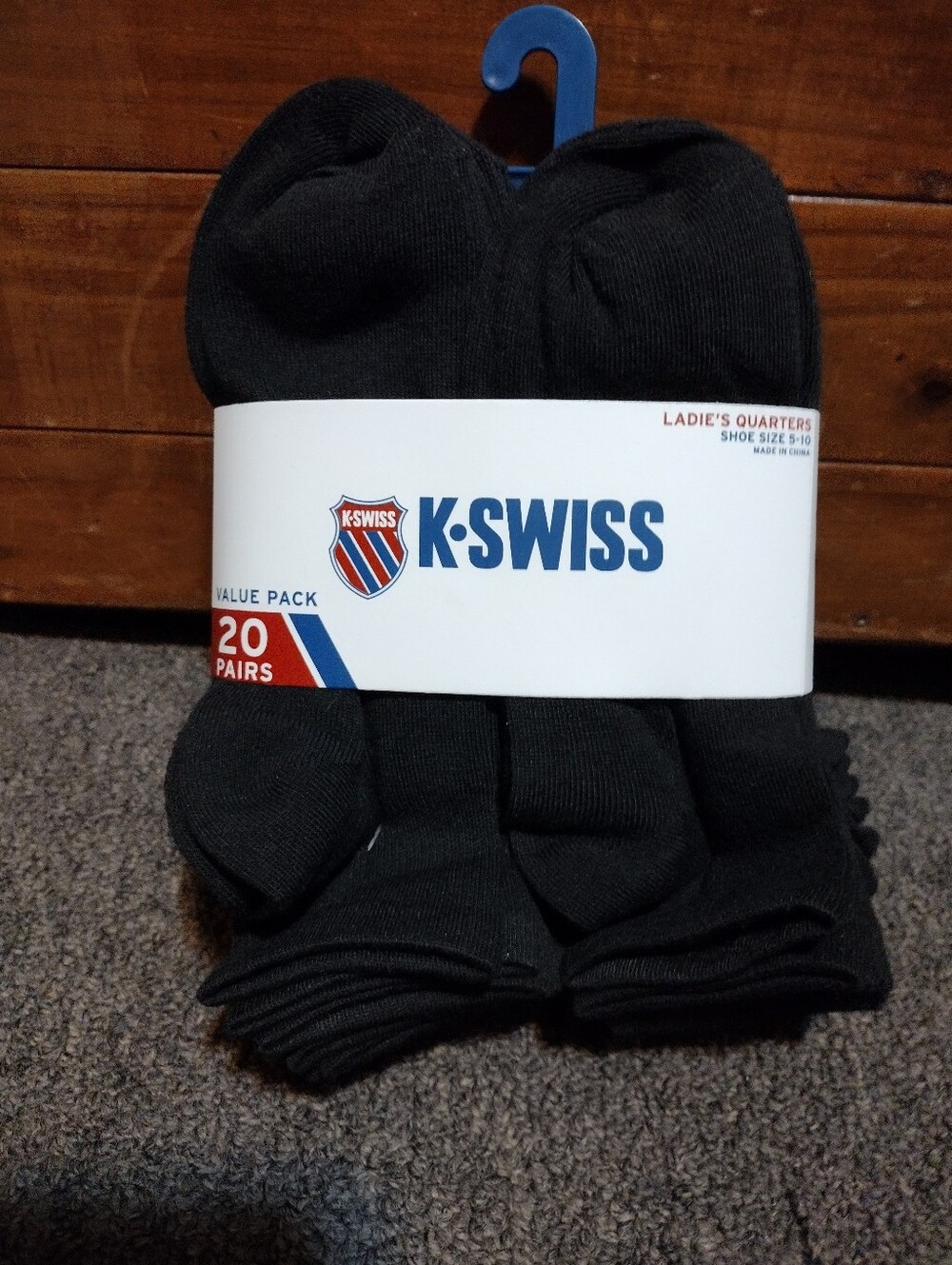 K-Swiss Women's Black Quarter Athletic Socks - 20 Pair Pack